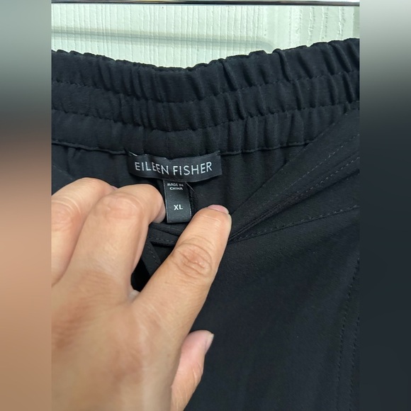 Eileen Fisher pullup pants 100% silk black color women’s size XLarge - Picture 4 of 6